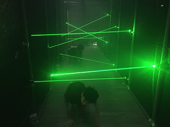 Cautious boys avoiding the lasers with all their might