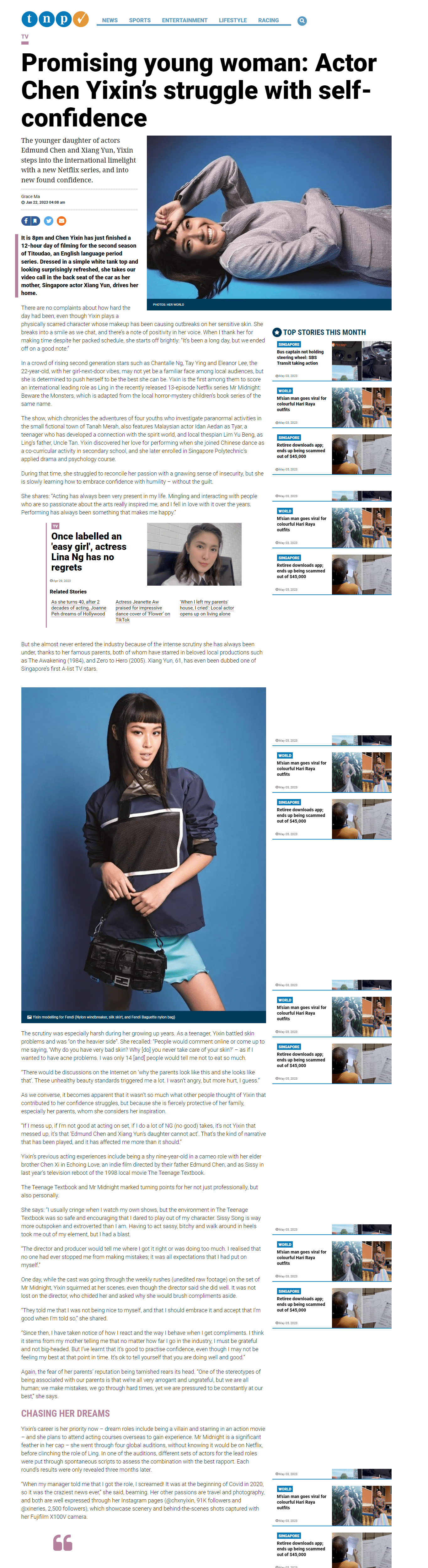 Promising young woman_ Actor Chen Yixin’s struggle with self-confidence