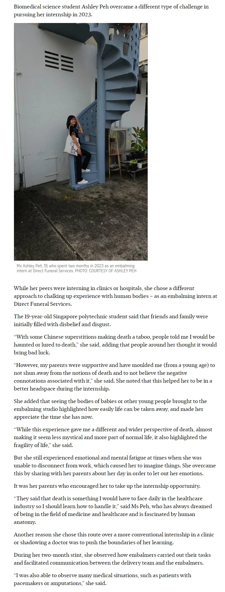 Biomedical Science student pursued unconventional internship