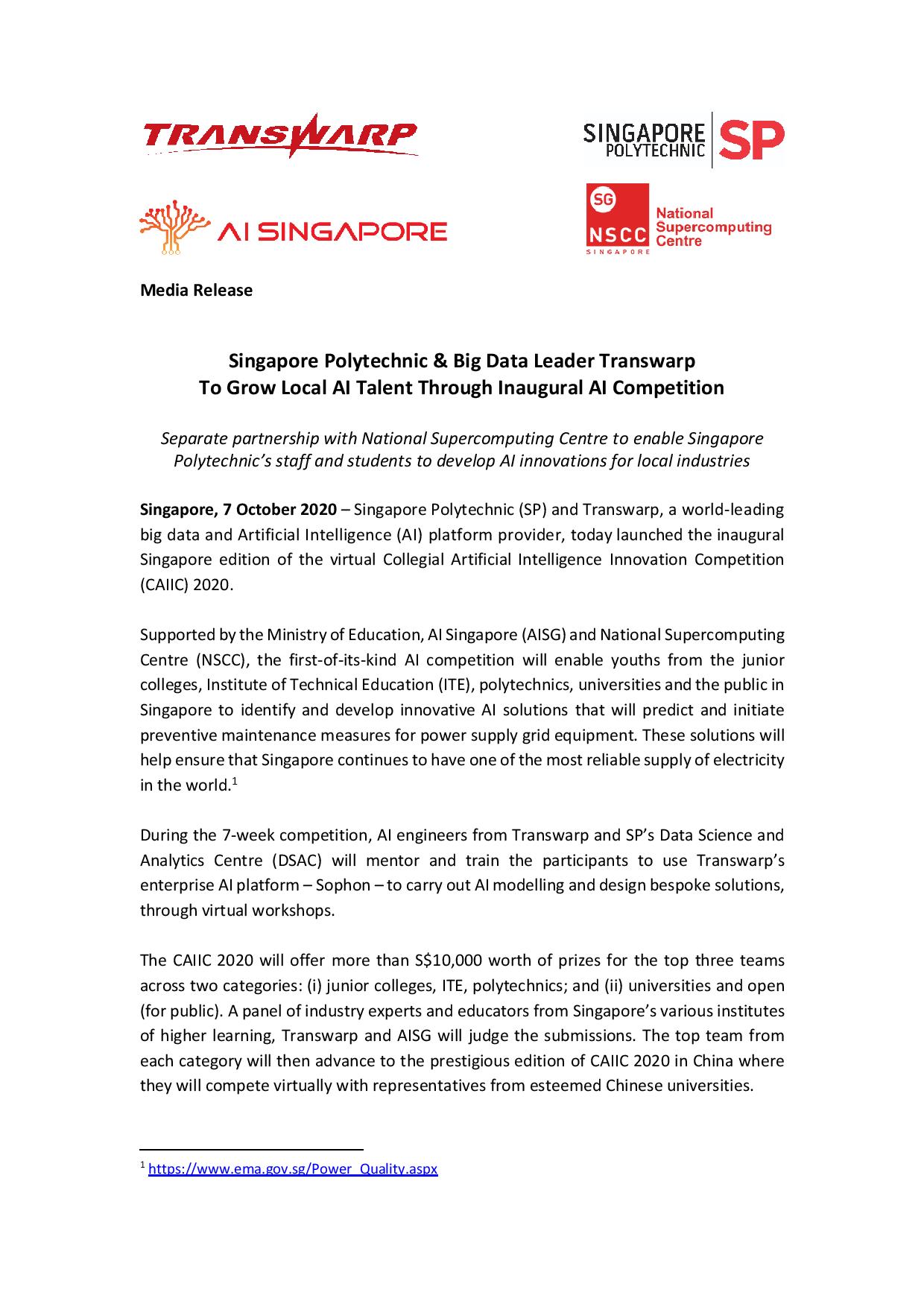 FINAL Media Release - Singapore Poly And Big Data Leader Transwarp To Grow Local AI Talent Through Inaugural AI Competition-page-001