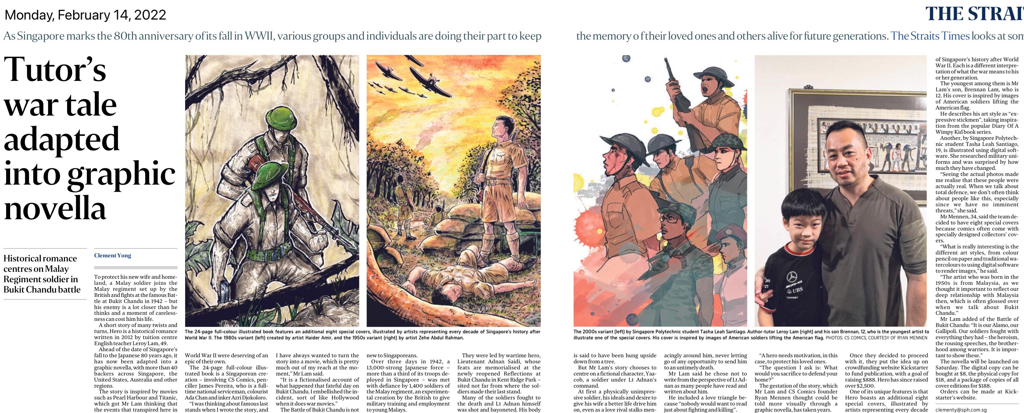 Tutor's war tale adapted into graphic novella - The Straits Times, 14 February 2022