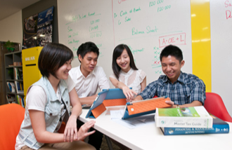 Students studying together