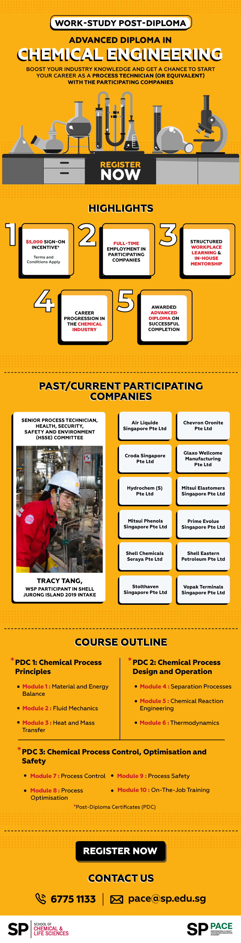 Boost your industry knowledge in the Specialty Chemicals Industry with our Work-Study Post-Diploma (Advanced Diploma in Chemical Engineering)