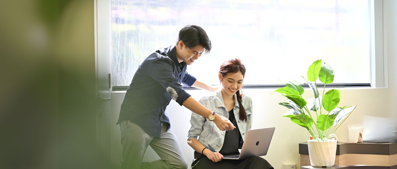 Student looking at laptop
