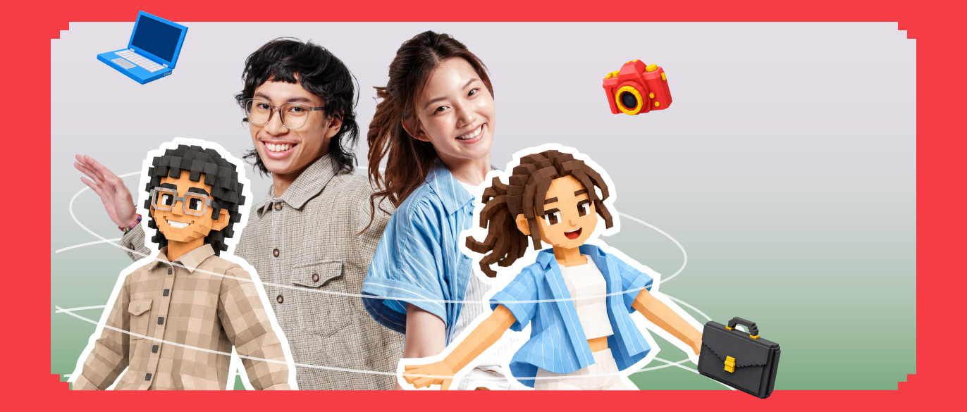 Images of students and their avatars for singapore poly open house 2027