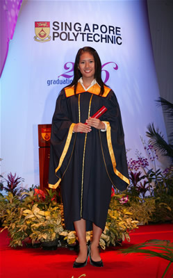 Graduation attire worn by female graduand.