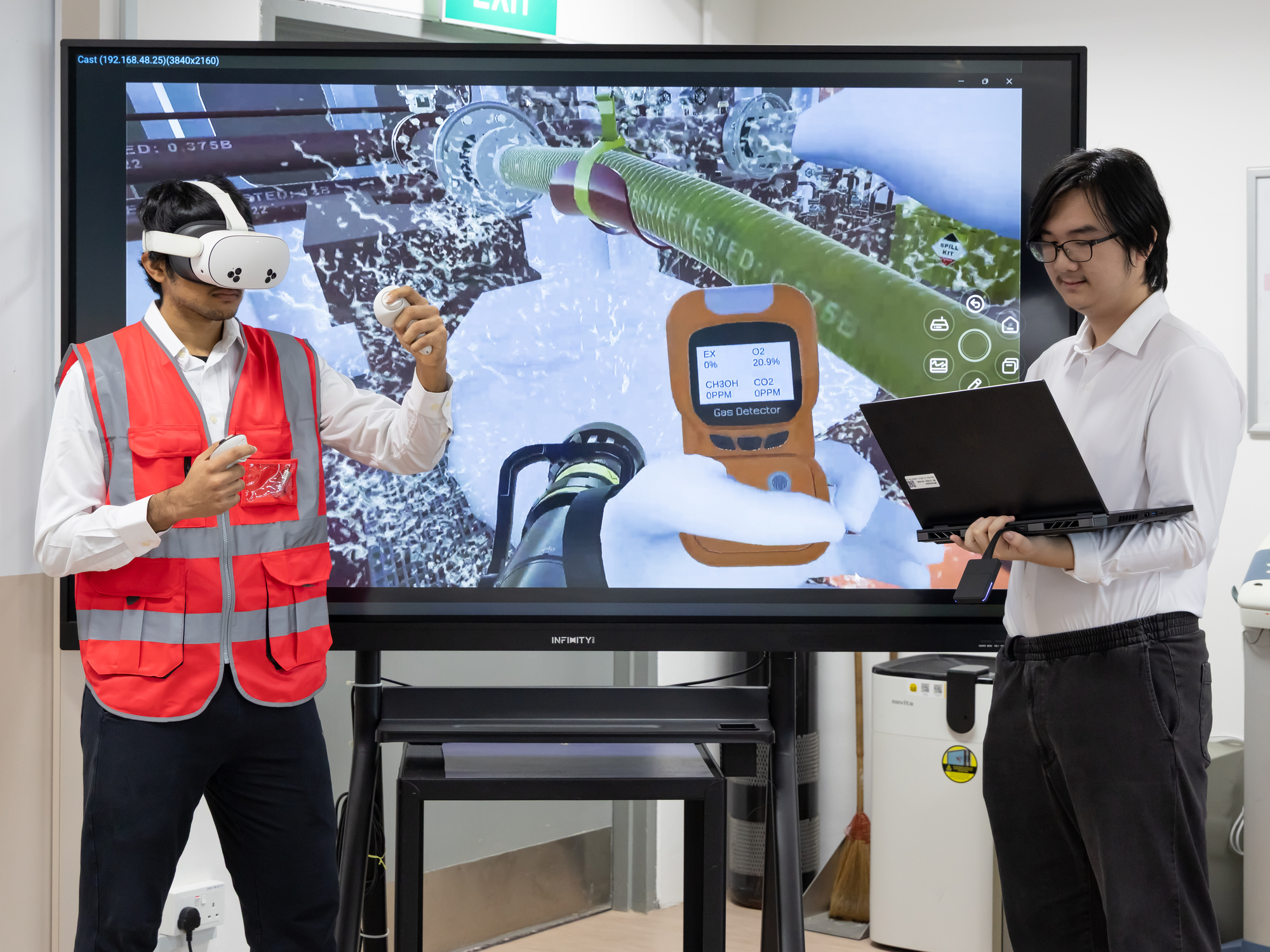 Students working on the project, writing the software codes.